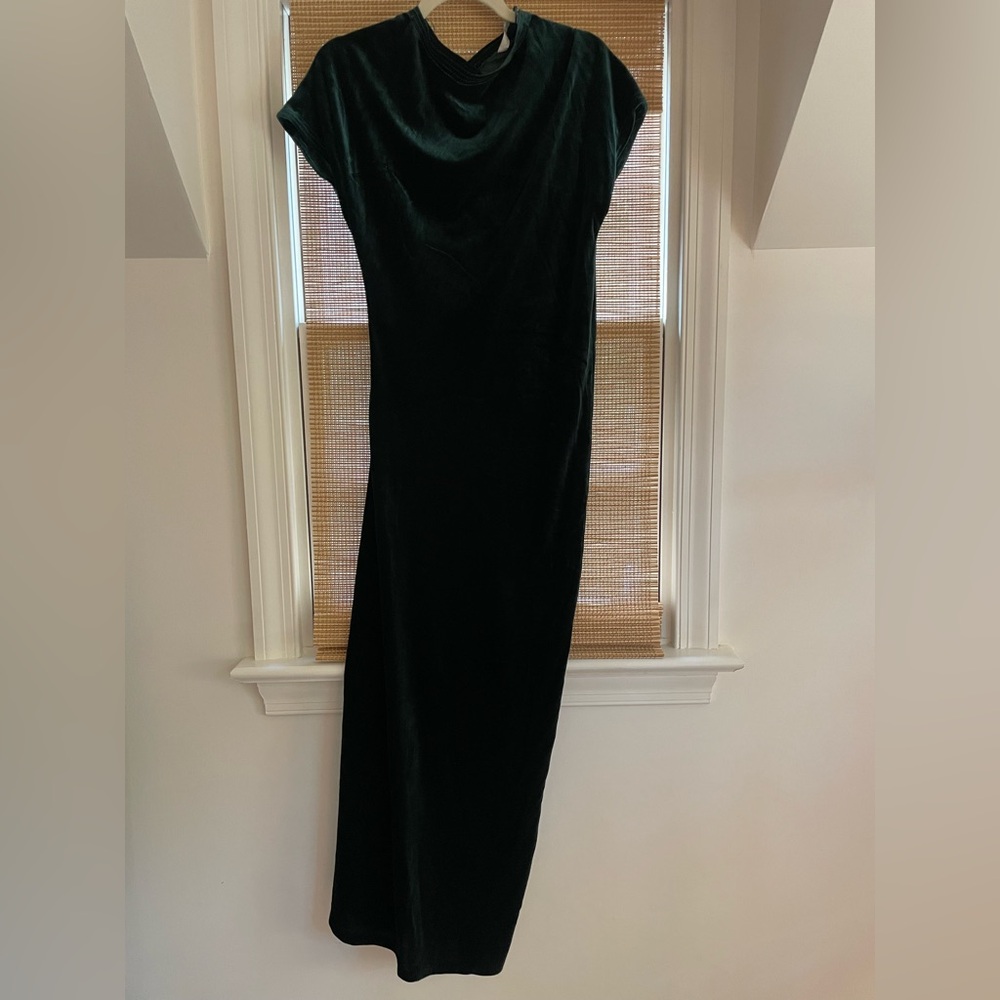 Zara Dark Green Velvet Maxi Midi Dress size M NWT - Picture 6 of 10